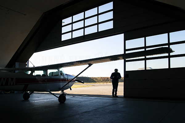 Cessna 172 in hangar